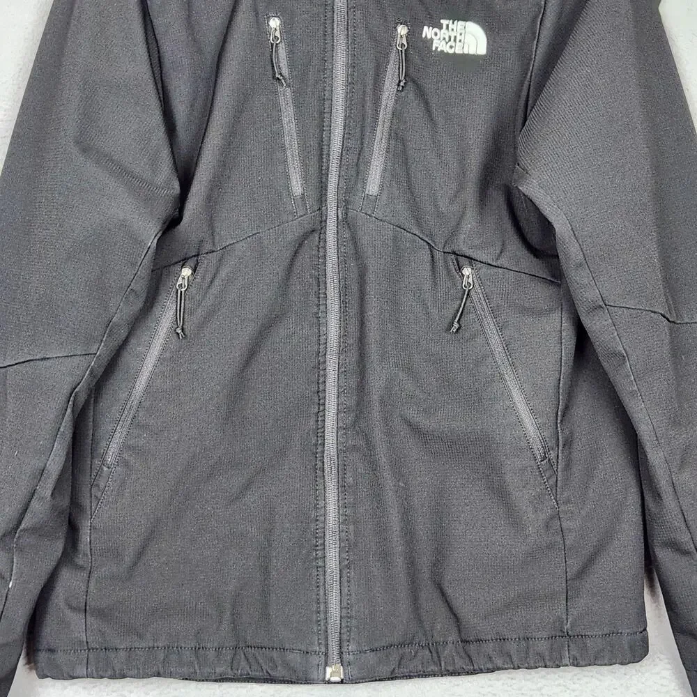 North Face Jacket Mens Small Black Hooded Insulated Softshell Full Zip Winter